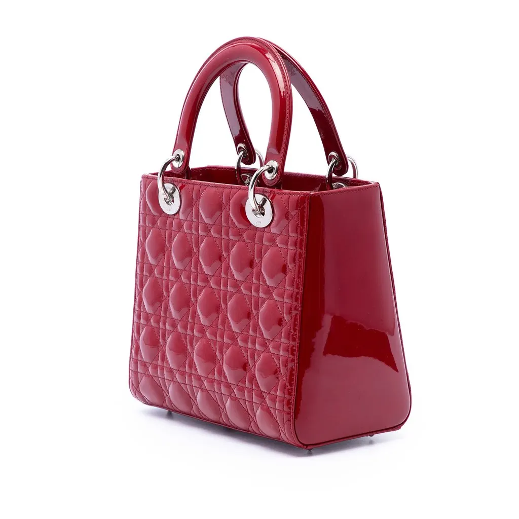 Dior Medium Patent Cannage Lady Dior Red Leather Very good - Back View
