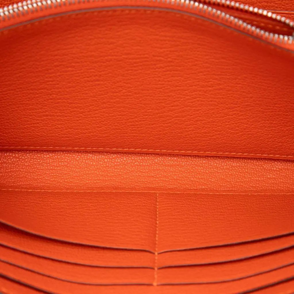 Hermès Chevre Mysore Kelly Longue Wallet Orange Leather Very good - Model View