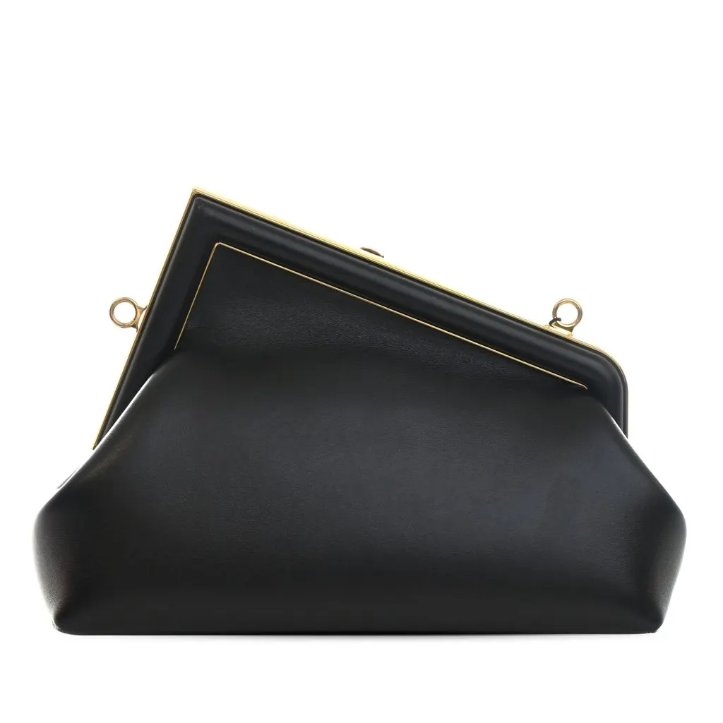 Fendi Small Nappa Fendi First Crossbody Black Leather Very good - Back View