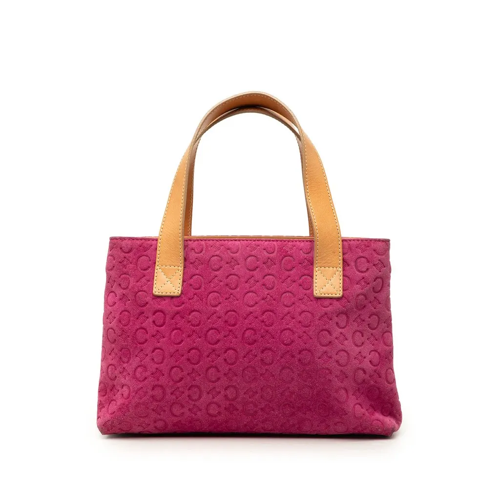 Celine C Macadam Suede Handbag Pink Leather Very good - Front View