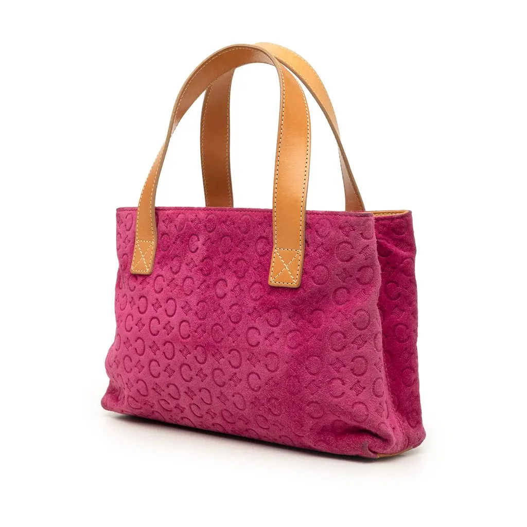 Celine C Macadam Suede Handbag Pink Leather Very good - Back View