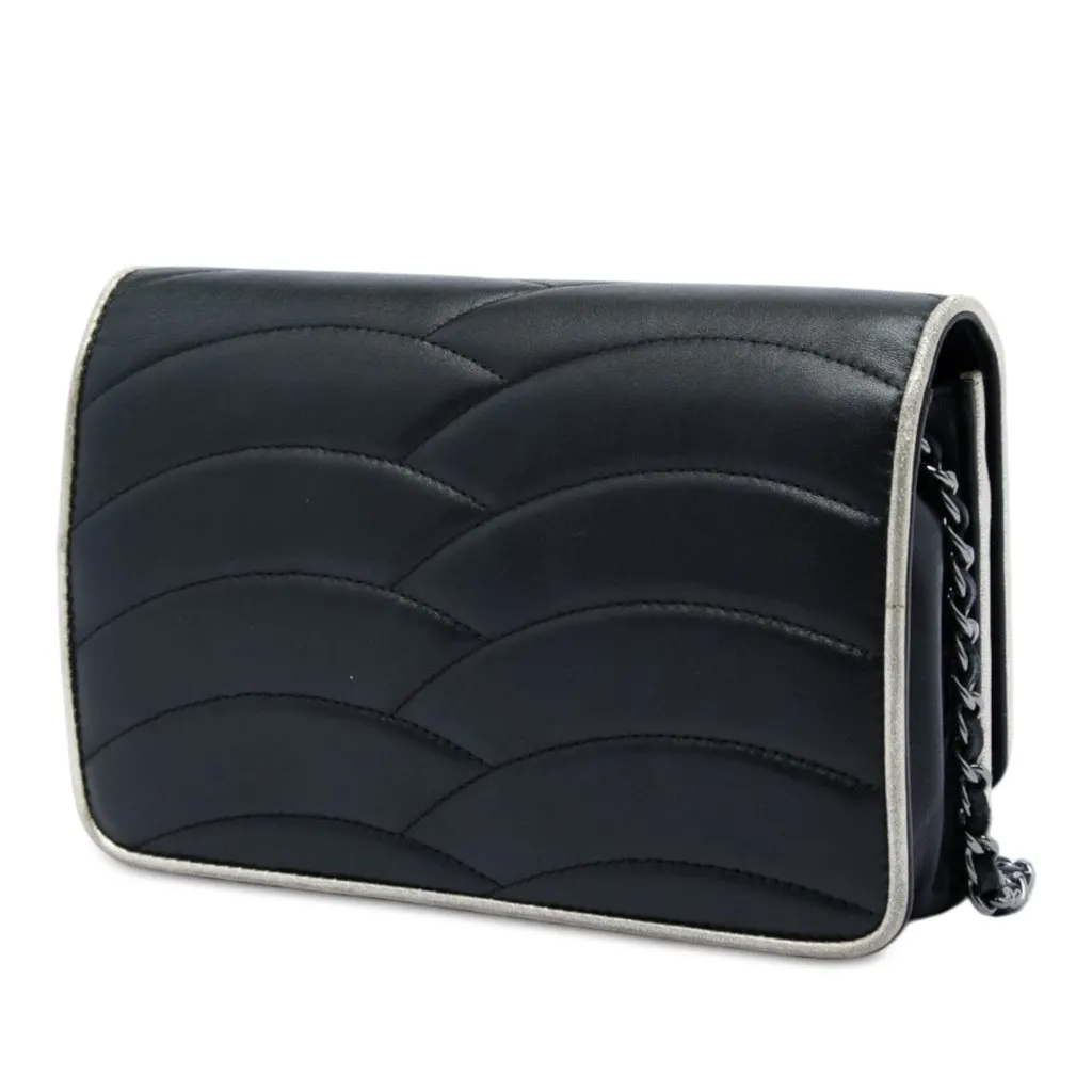 Chanel Lambskin Pagoda Wallet On Chain Black Leather Very good - Back View