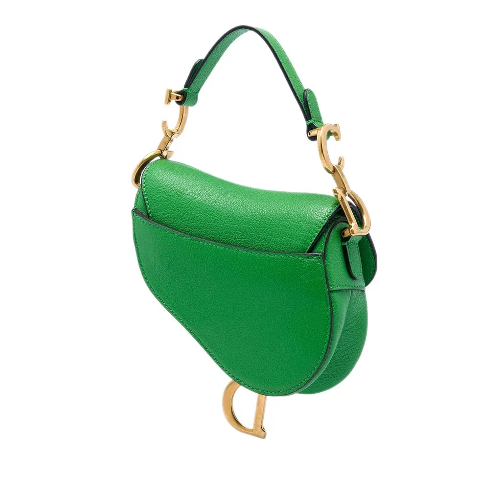 Dior Micro Goatskin Saddle Bag Green Leather Very good - Back View