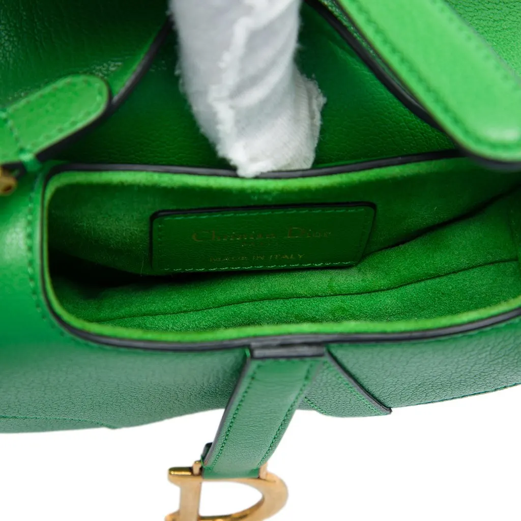 Dior Micro Goatskin Saddle Bag Green Leather Very good - Model View