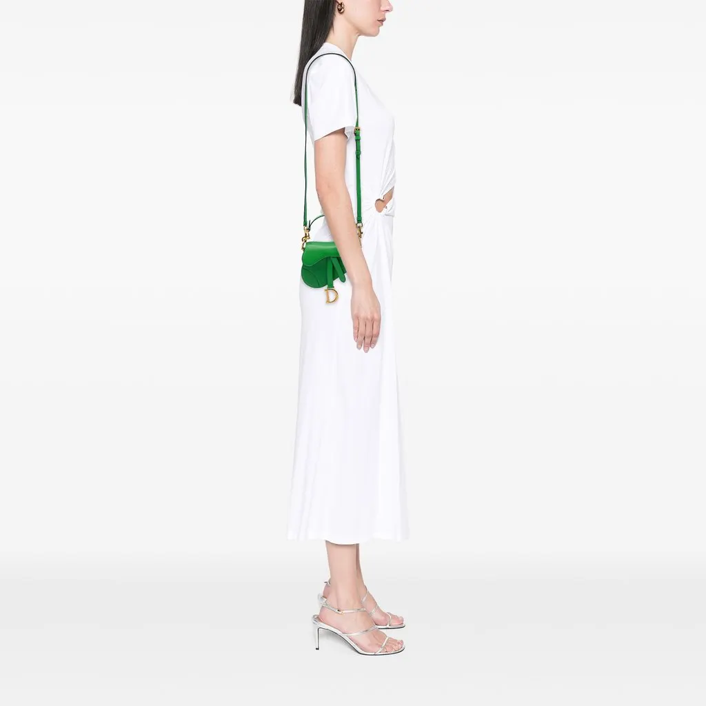 Dior Micro Goatskin Saddle Bag Green Leather Very good - Box View
