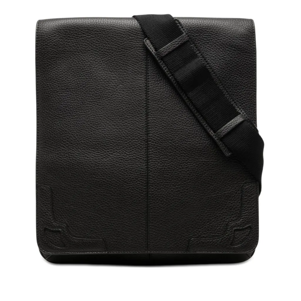 Cartier Leather Marcello Messenger Bag Black Leather Very good - Front View