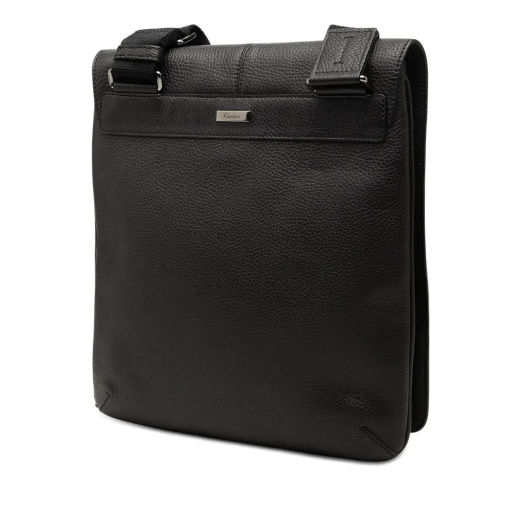 Cartier Leather Marcello Messenger Bag Black Leather Very good - Back View