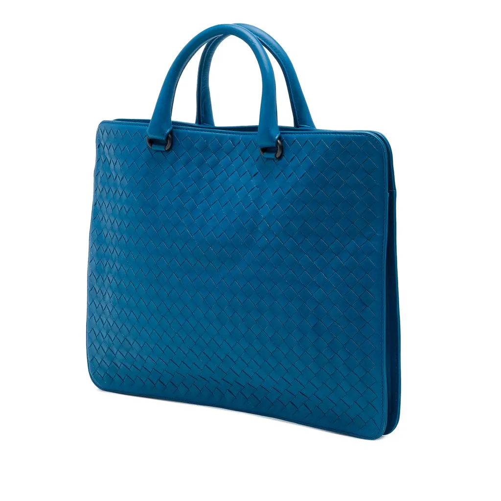 Bottega Veneta Nappa Intrecciato Briefcase Blue Leather Very good - Back View