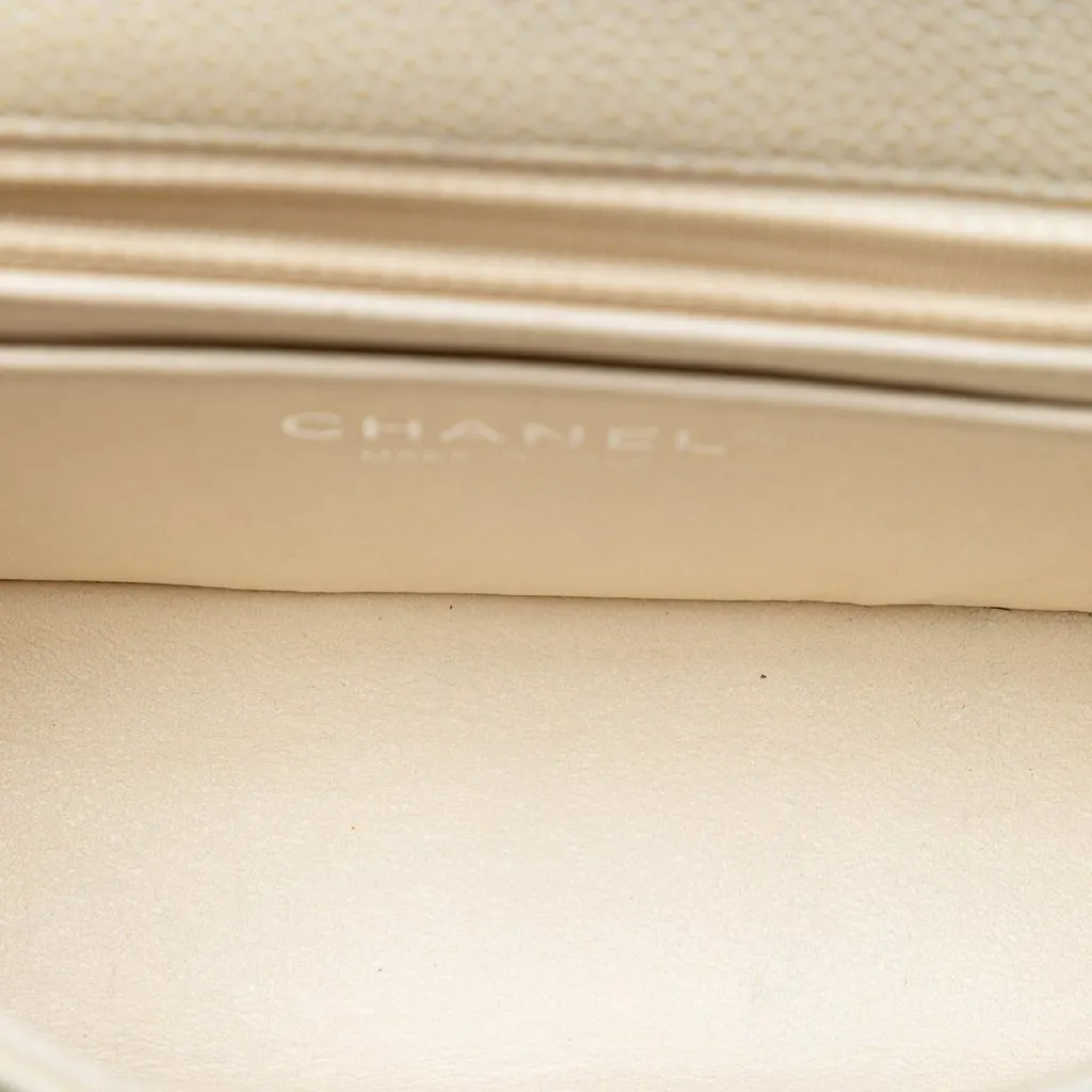 Chanel Mini Rectangular Classic Caviar Single Flap White Leather Very good - Model View