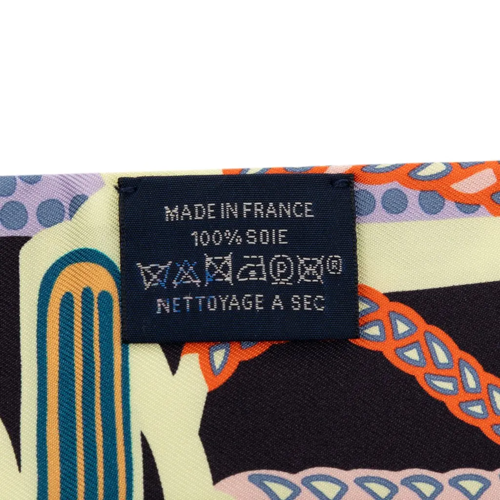 Hermès Fantaisie d Etriers Silk Twilly Scarf Blue Never worn - Model View
