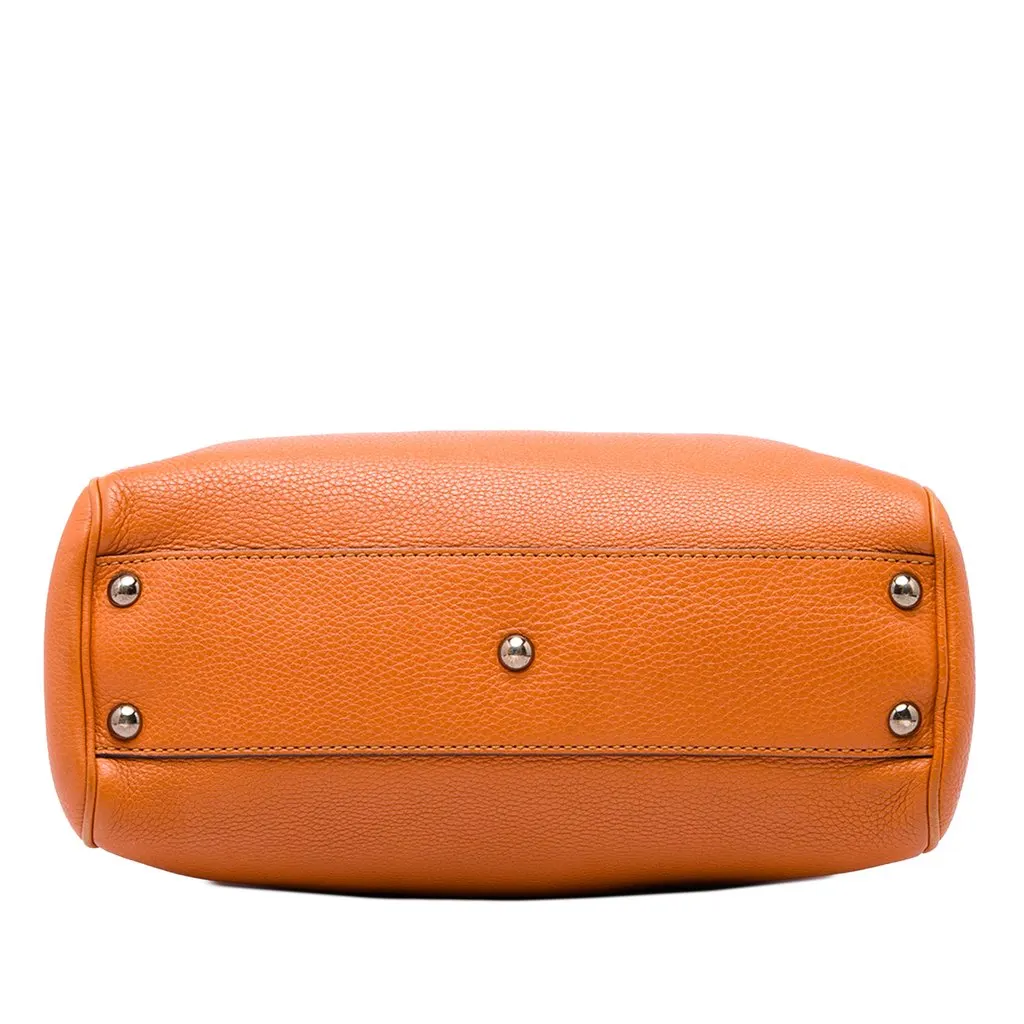 Gucci Small Calfskin Bamboo Shopper Satchel Orange Leather Very good - Inside View