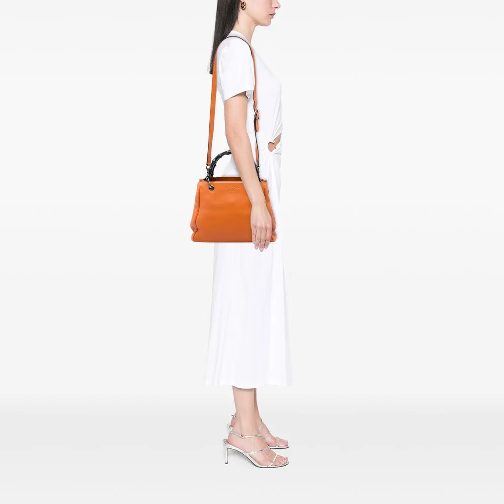 Gucci Small Calfskin Bamboo Shopper Satchel Orange Leather Very good - Box View