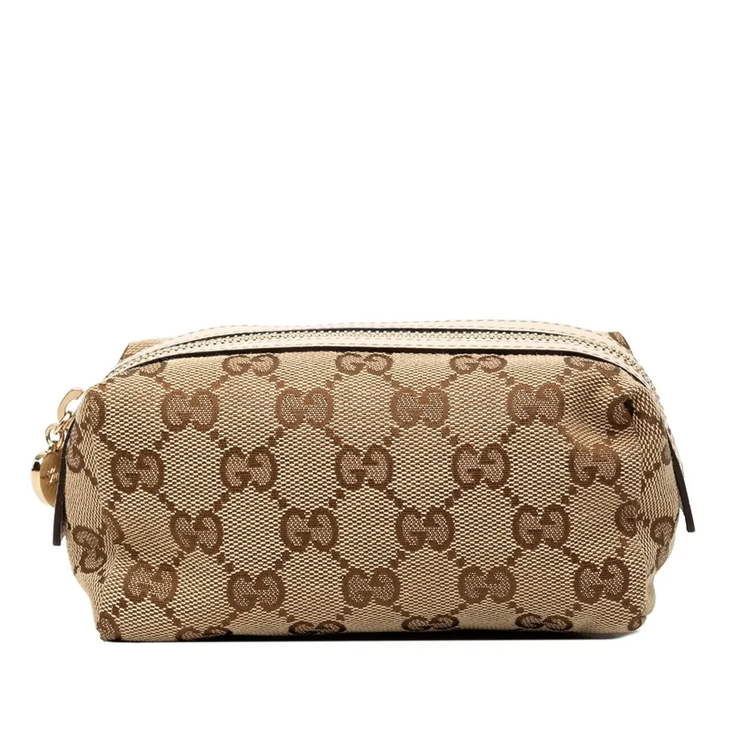 Gucci GG Canvas Cosmetic Pouch Beige Very good - Front View