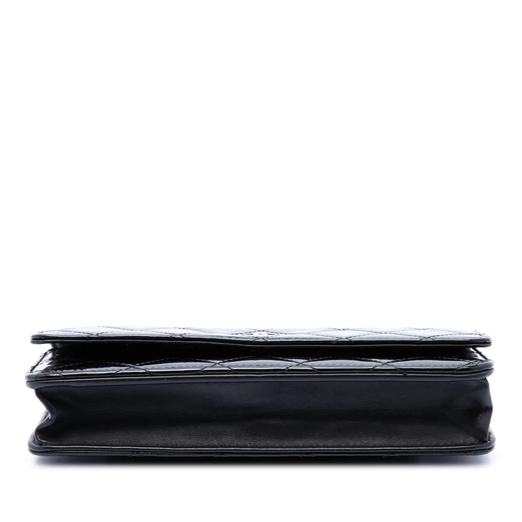Chanel CC Quilted Patent Wallet On Chain Black Leather Very good - Inside View