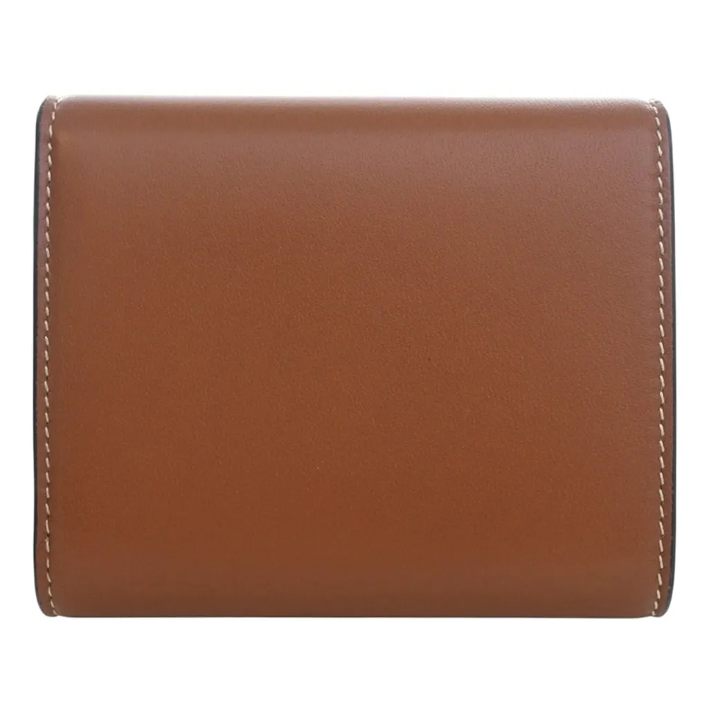 Celine Shiny Calfskin Triomphe Flap Small Wallet Brown Leather Very good - Model View