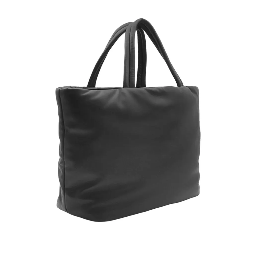Saint Laurent Lambskin Wide Puffer Tote Black Leather Very good - Back View