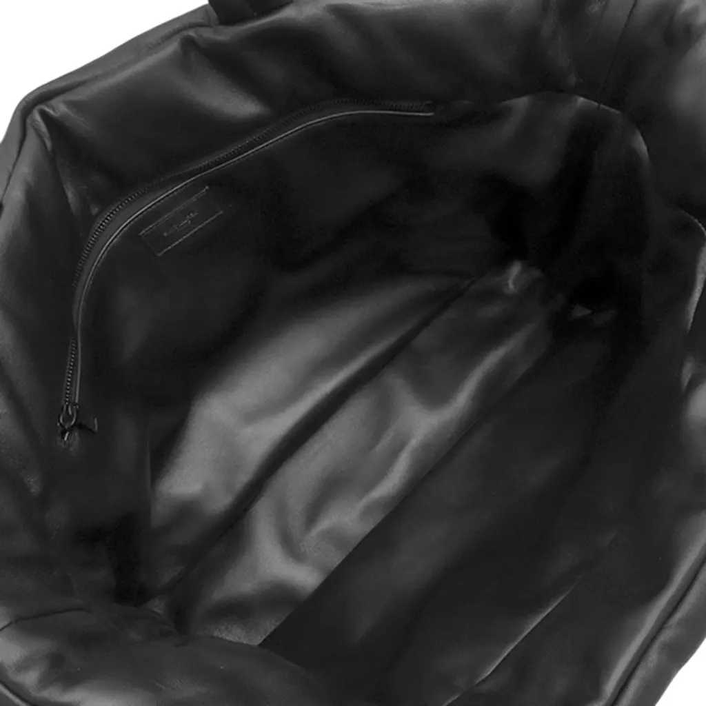 Saint Laurent Lambskin Wide Puffer Tote Black Leather Very good - Model View