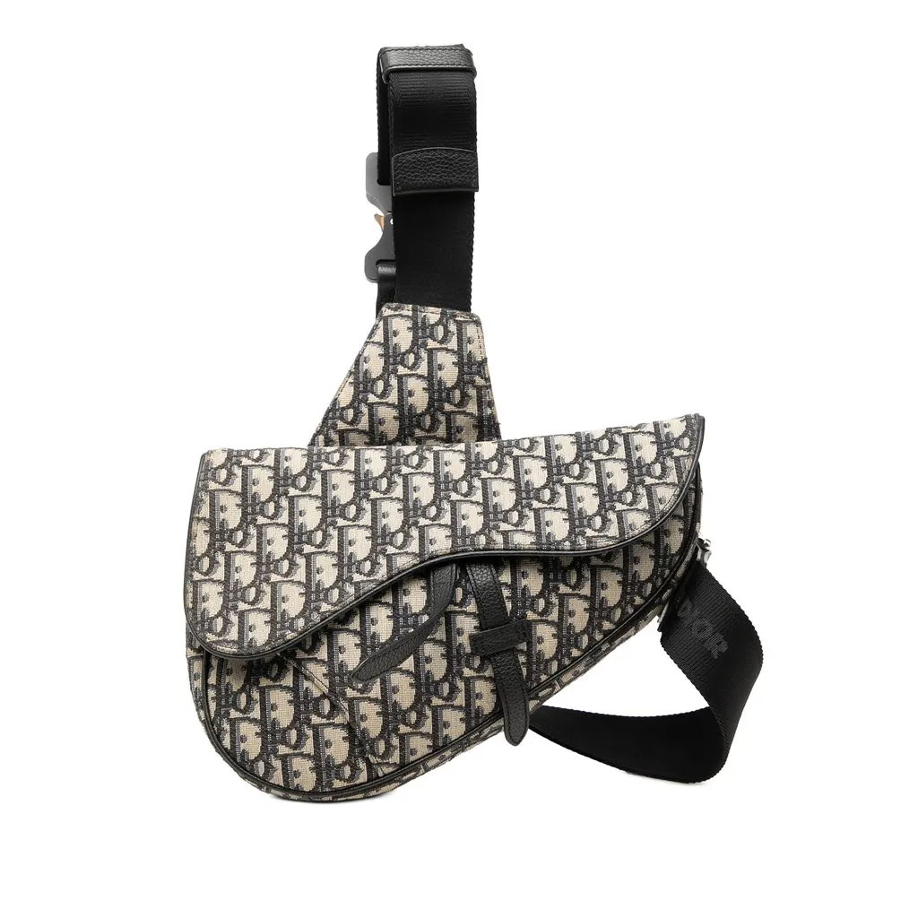 Dior Oblique Canvas Saddle Crossbody Blue Canvas Very good - Front View