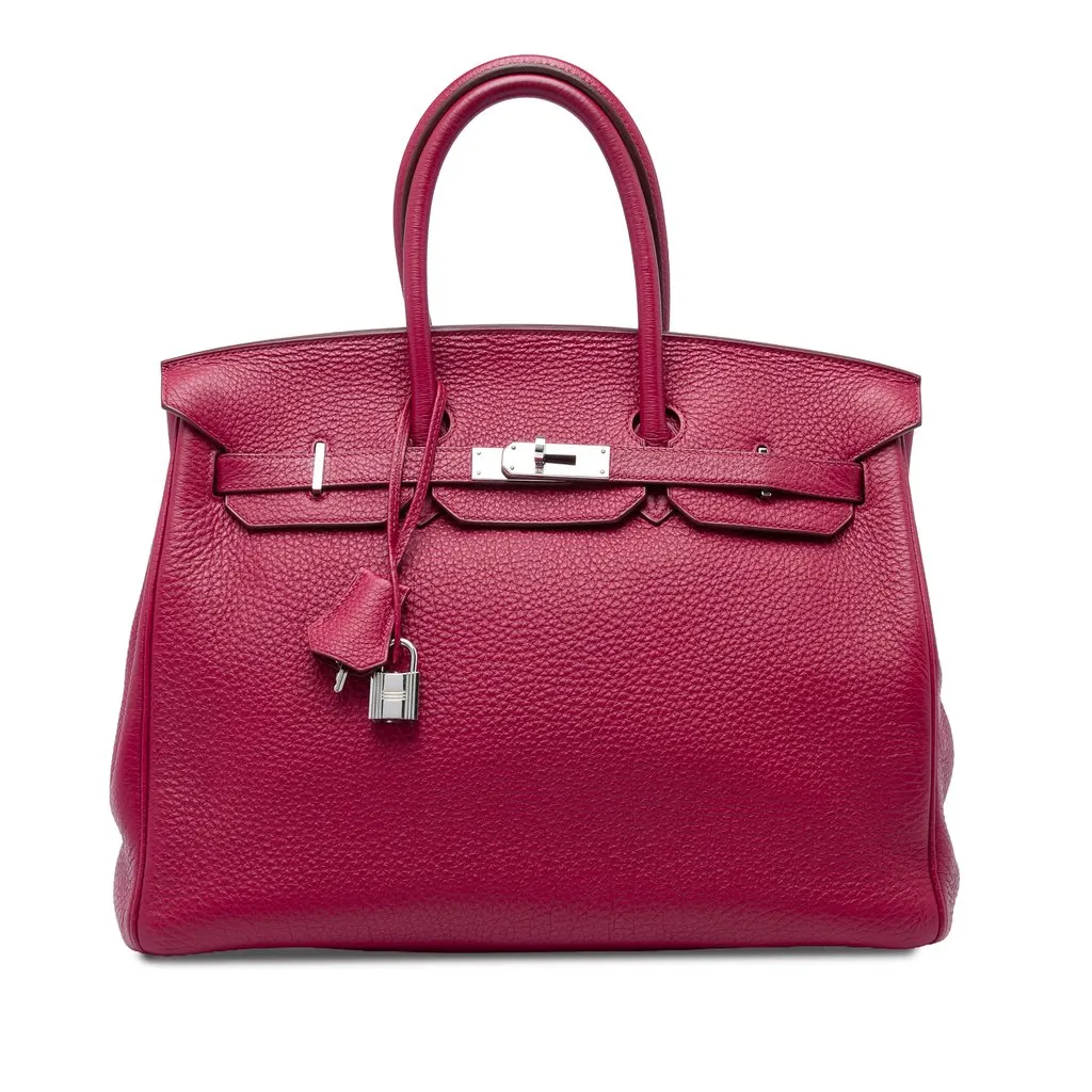 Hermès Clemence Birkin Retourne 35 Pink Leather Good - Front View