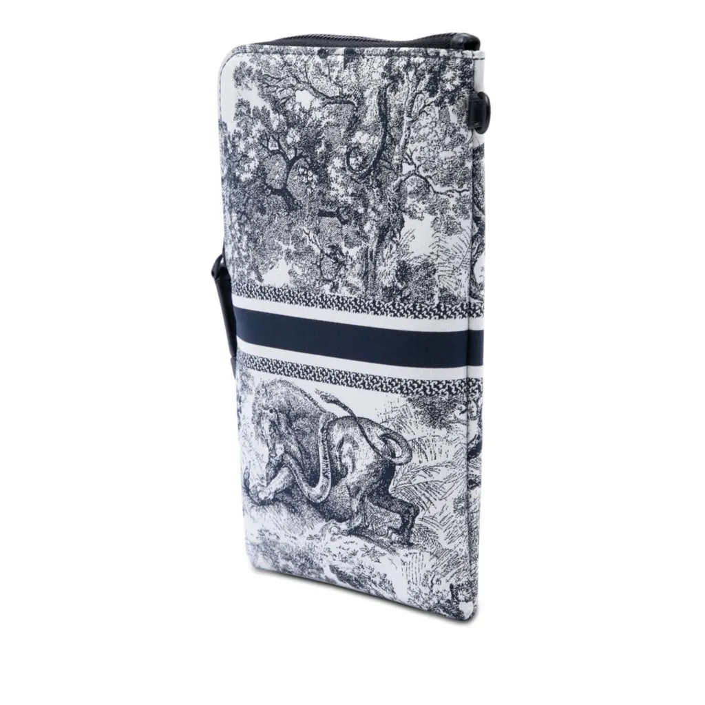 Dior Technical Fabric Embroidered Toile De Jouy DiorTravel Multifunction Pouch Blue Polyamide Very good - Back View