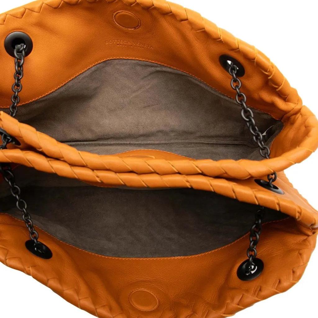Bottega Veneta Nappa Intrecciato Duo Shoulder Bag Orange Leather Very good - Model View