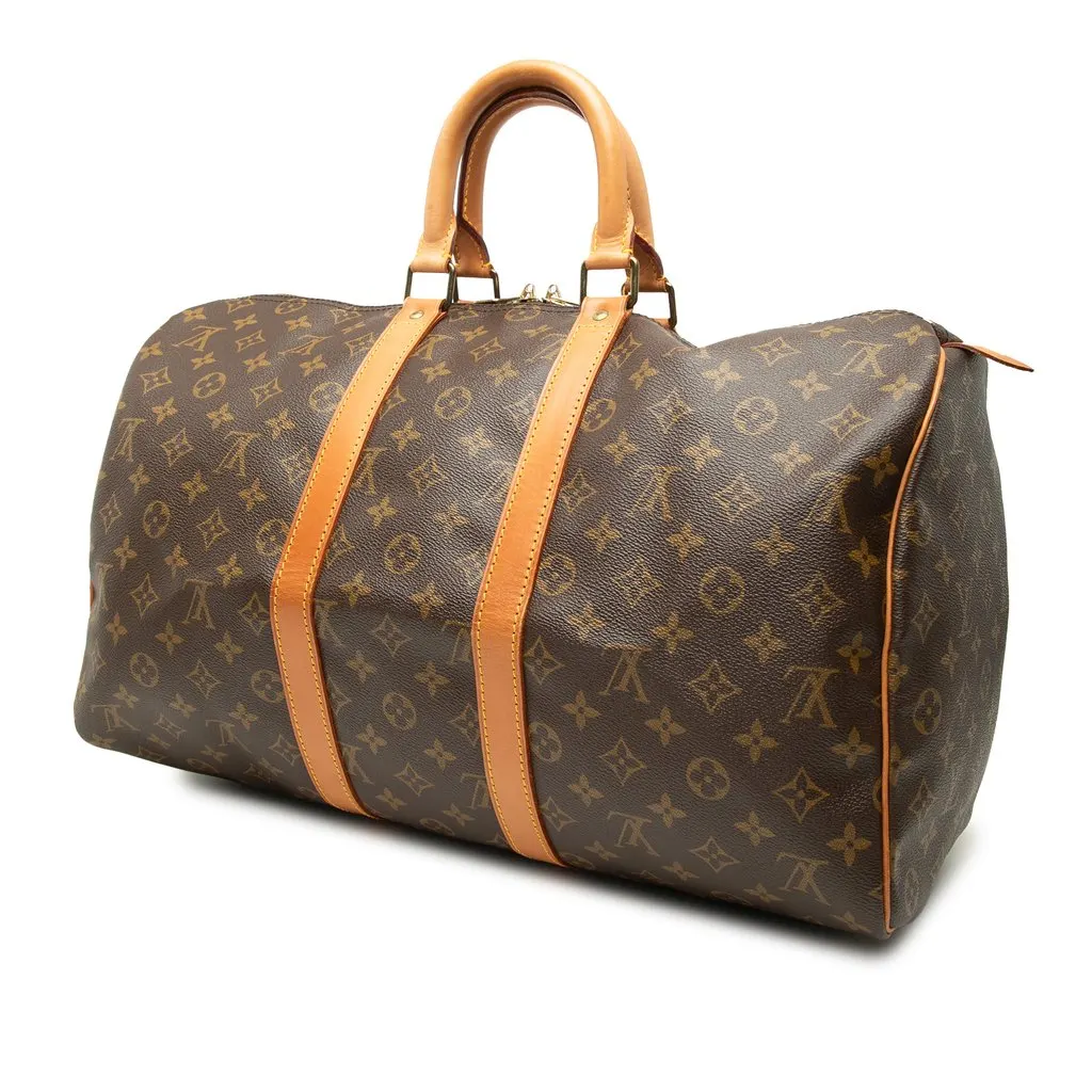 Louis Vuitton Monogram Keepall 45 Brown Canvas Good - Back View