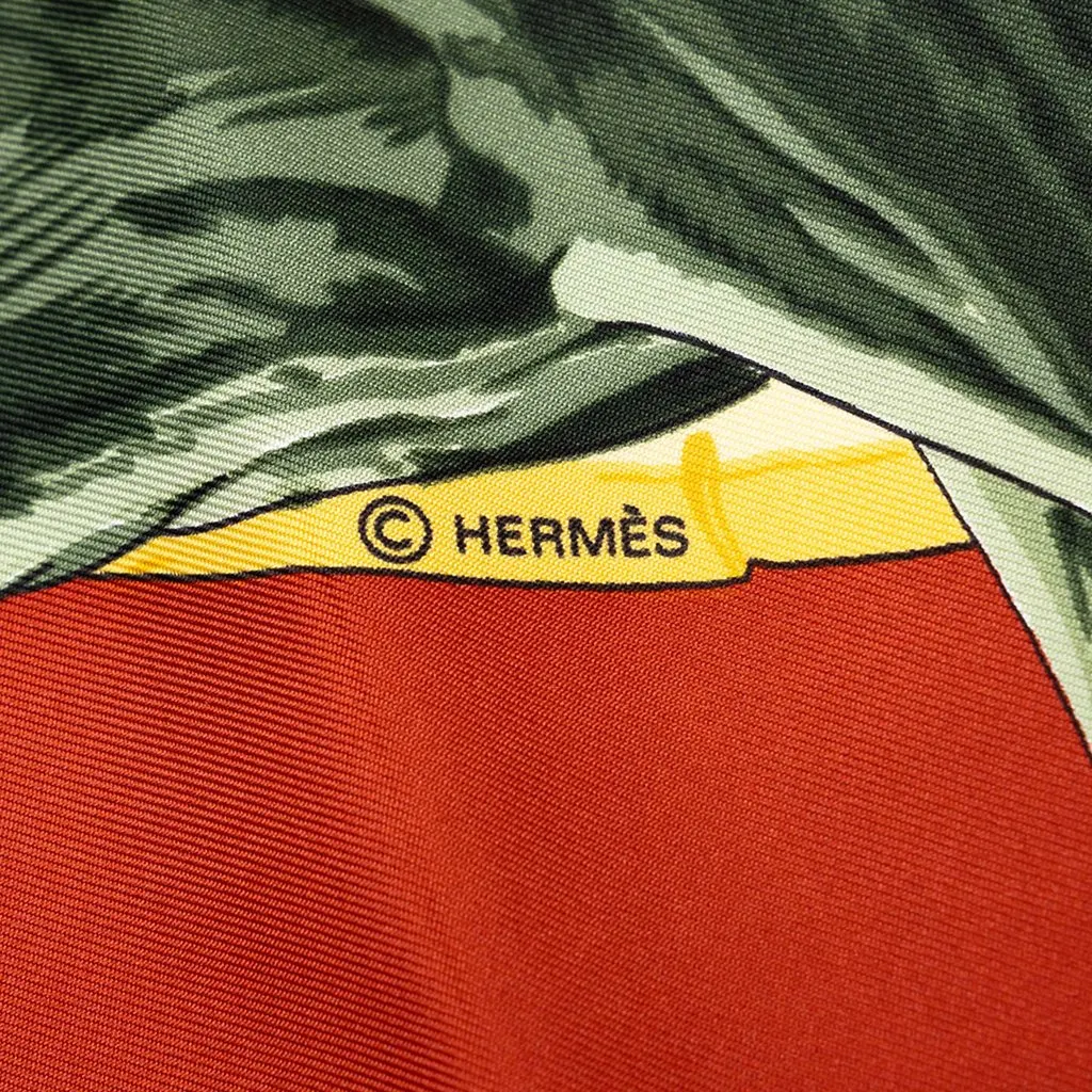Hermès La Fontaine De Bartholdi Silk Scarf 90 Yellow Silk Very good - Inside View