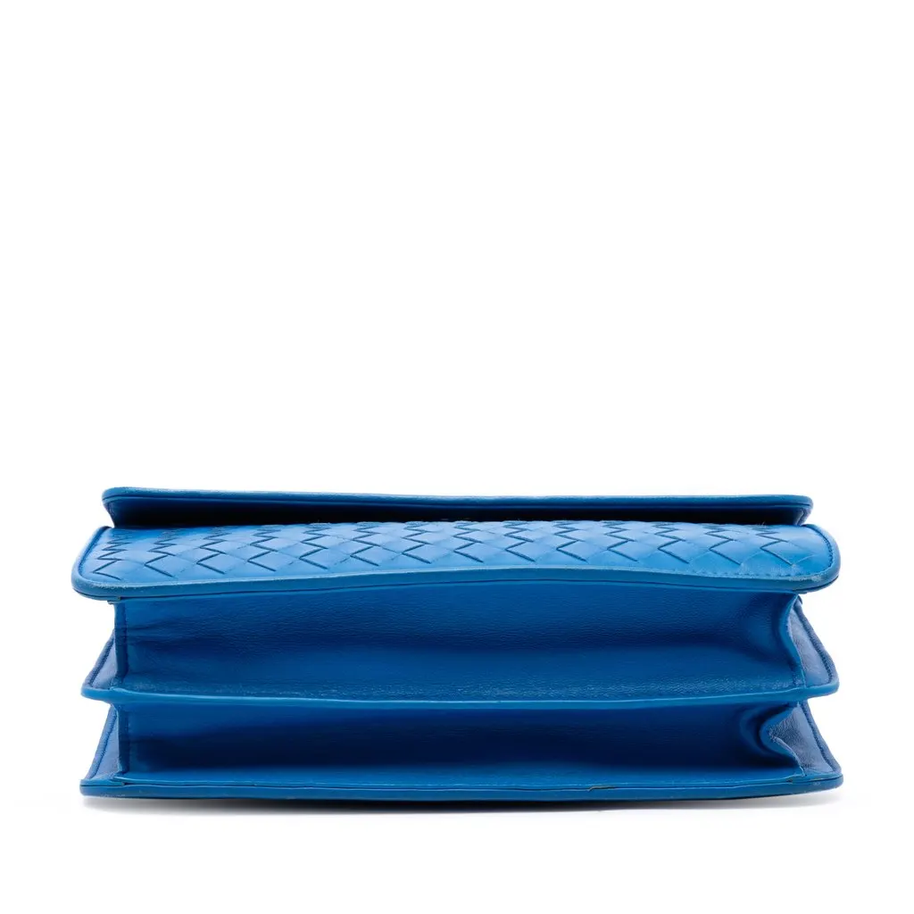 Bottega Veneta Nappa Intrecciato Double Sided Flap Shoulder Bag Blue Leather Very good - Inside View