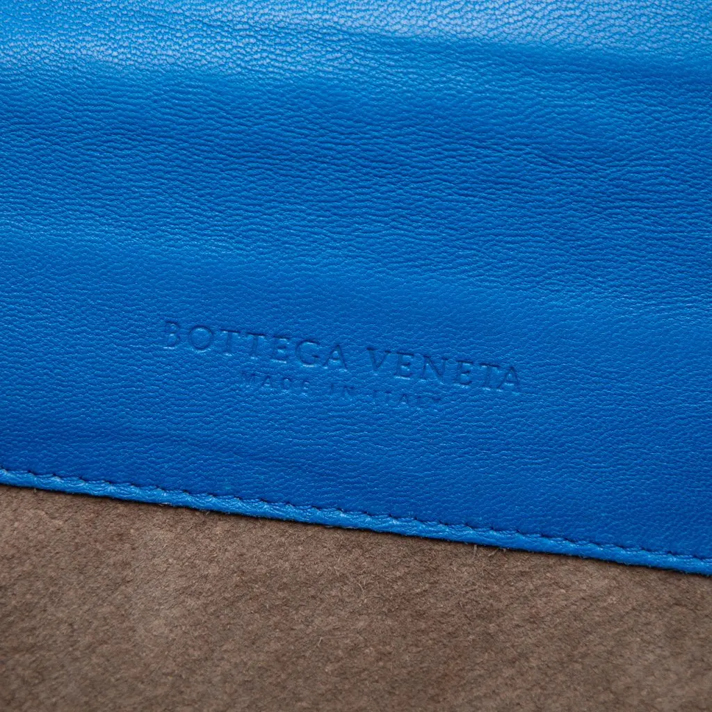 Bottega Veneta Nappa Intrecciato Double Sided Flap Shoulder Bag Blue Leather Very good - Box View