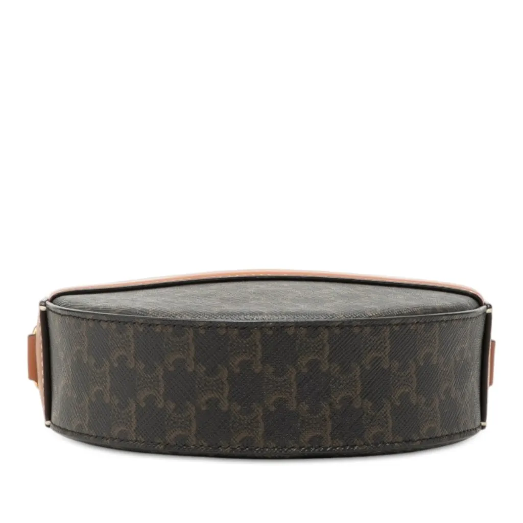 Celine Triomphe Coated Canvas Round Purse on Strap Brown Canvas Very good - Inside View