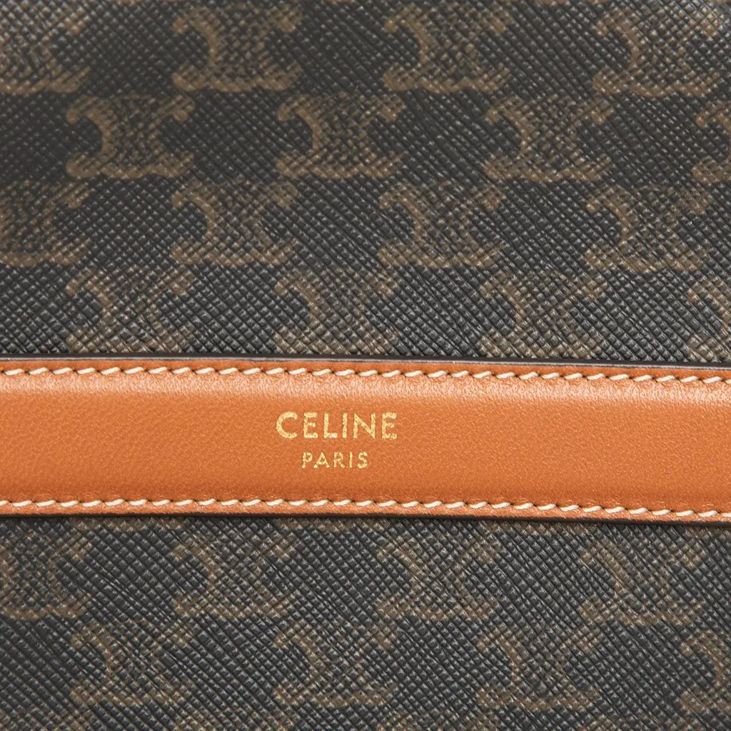 Celine Triomphe Coated Canvas Round Purse on Strap Brown Canvas Very good - Box View