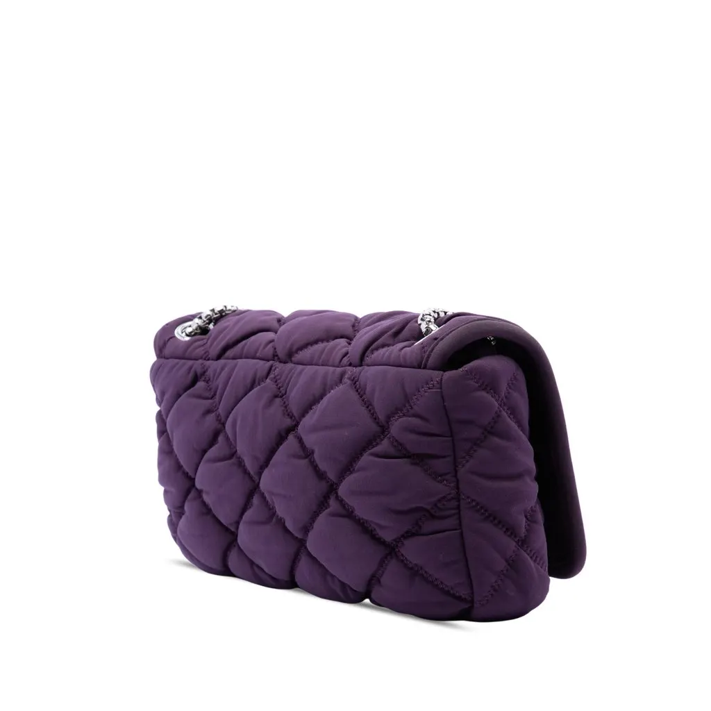 Chanel Small Quilted Nylon Bubble Flap Purple Very good - Back View