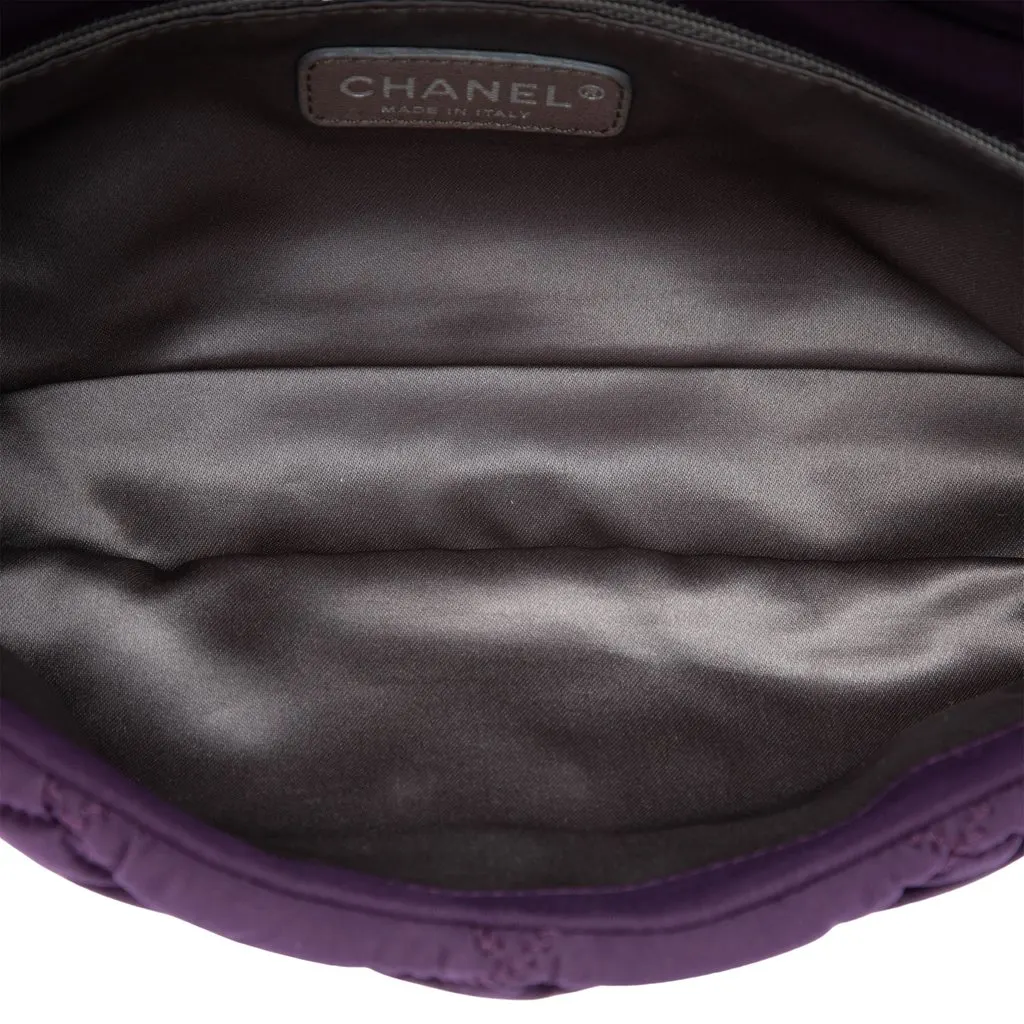 Chanel Small Quilted Nylon Bubble Flap Purple Very good - Model View