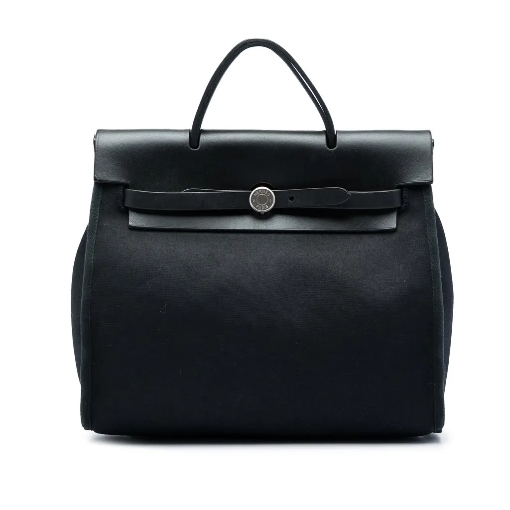 Hermès Toile Herbag Backpack PM Black Very good - Front View