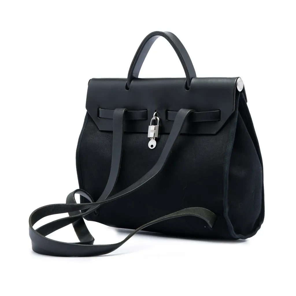 Hermès Toile Herbag Backpack PM Black Very good - Back View
