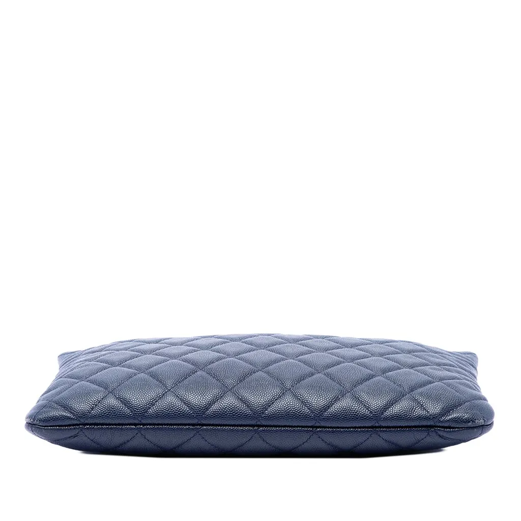 Chanel Medium Quilted Caviar O Case Clutch Blue Leather Very good - Inside View