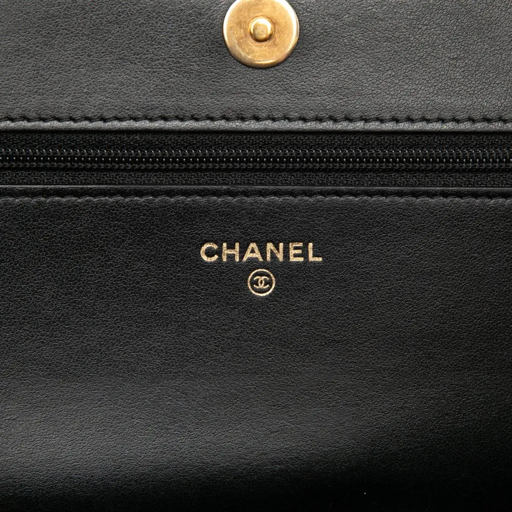 Chanel Quilted Caviar Boy Wallet on Chain Black Leather Very good - Box View