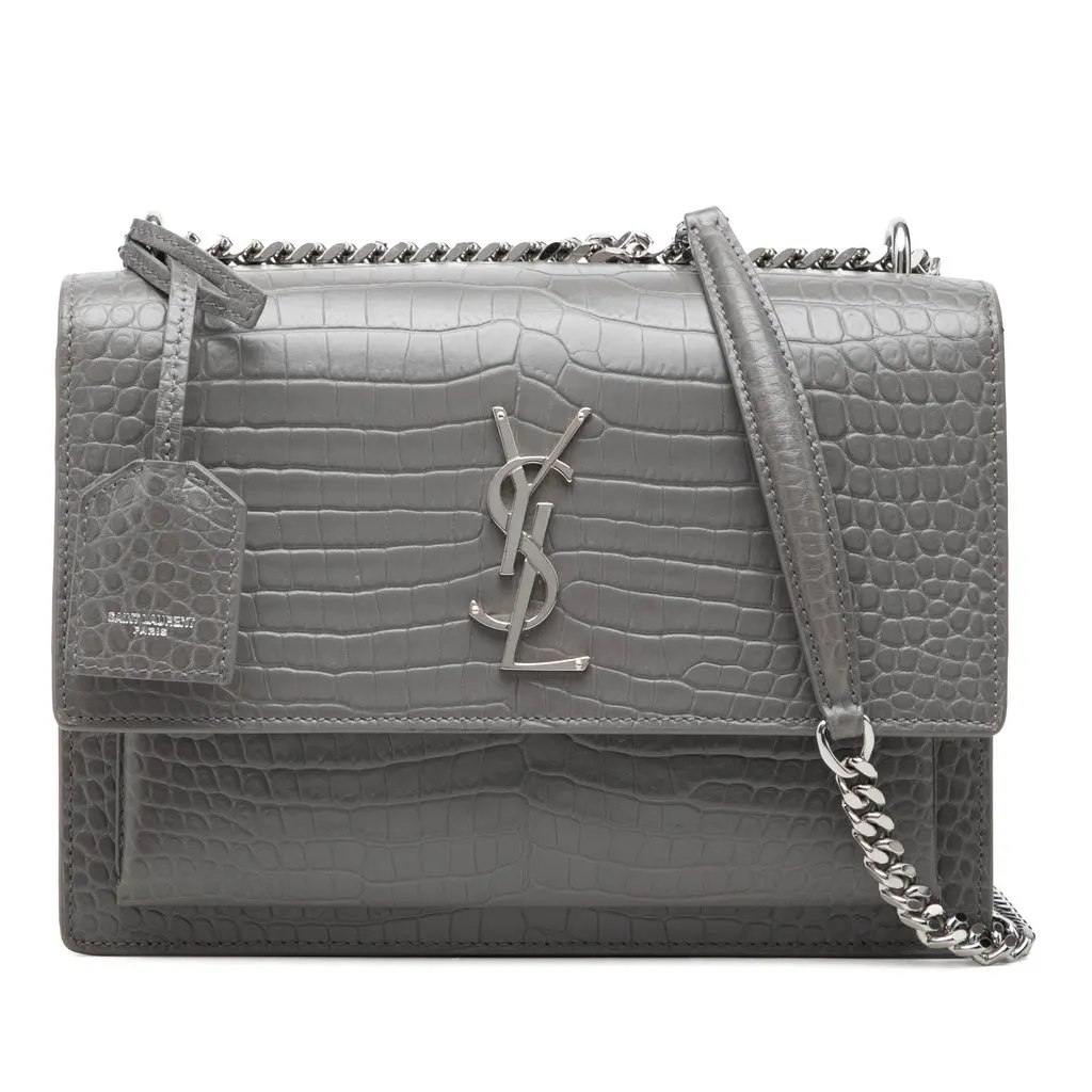 Saint Laurent Medium Croc Embossed Leather Monogram Sunset Crossbody MultiColor Leather Very good - Front View
