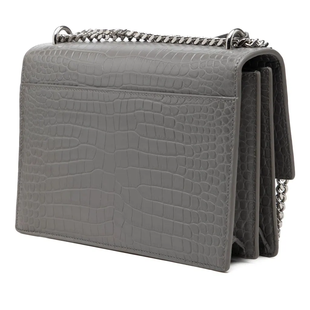 Saint Laurent Medium Croc Embossed Leather Monogram Sunset Crossbody MultiColor Leather Very good - Back View