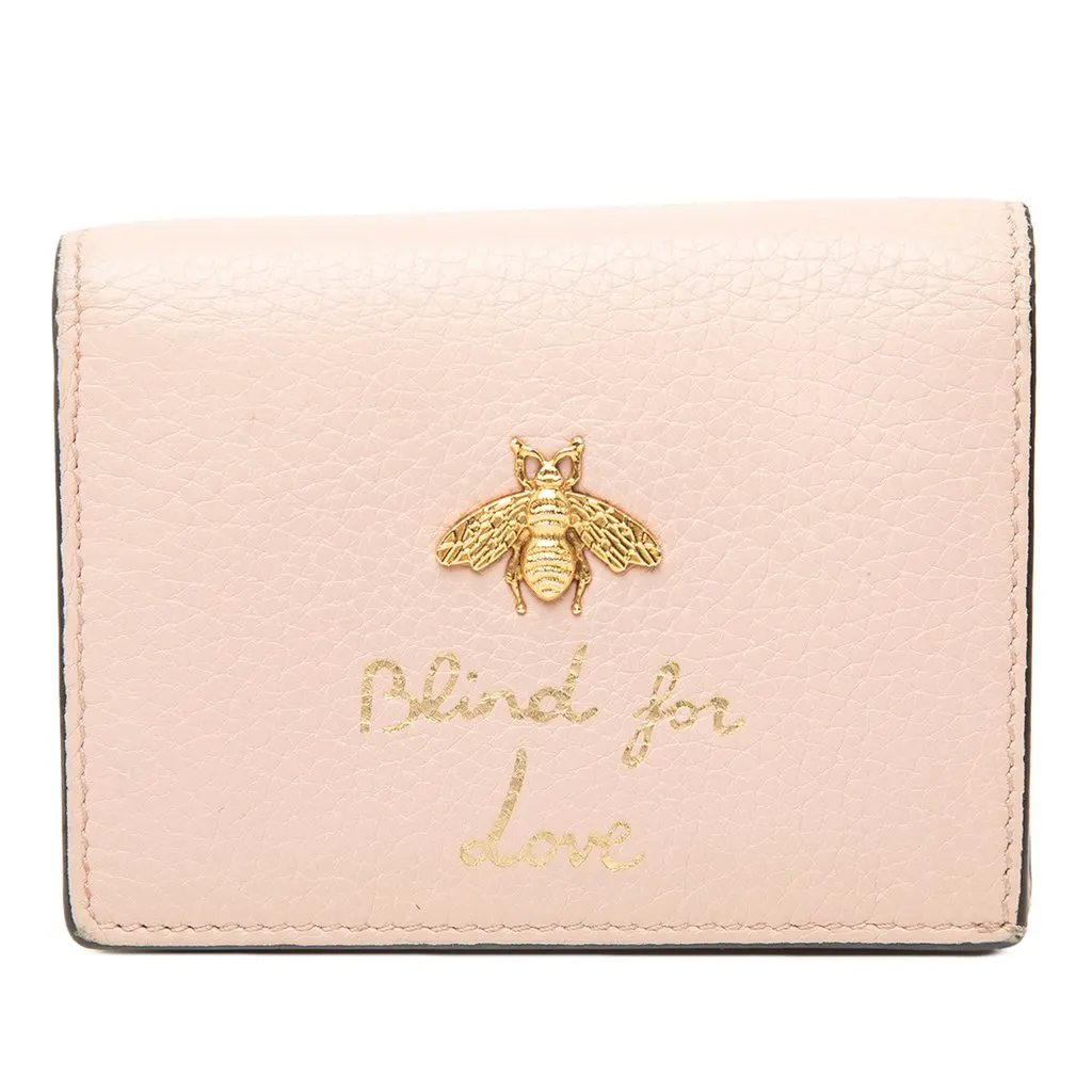 Gucci Calfskin Blind for Love Compact Wallet Pink Leather Very good - Front View