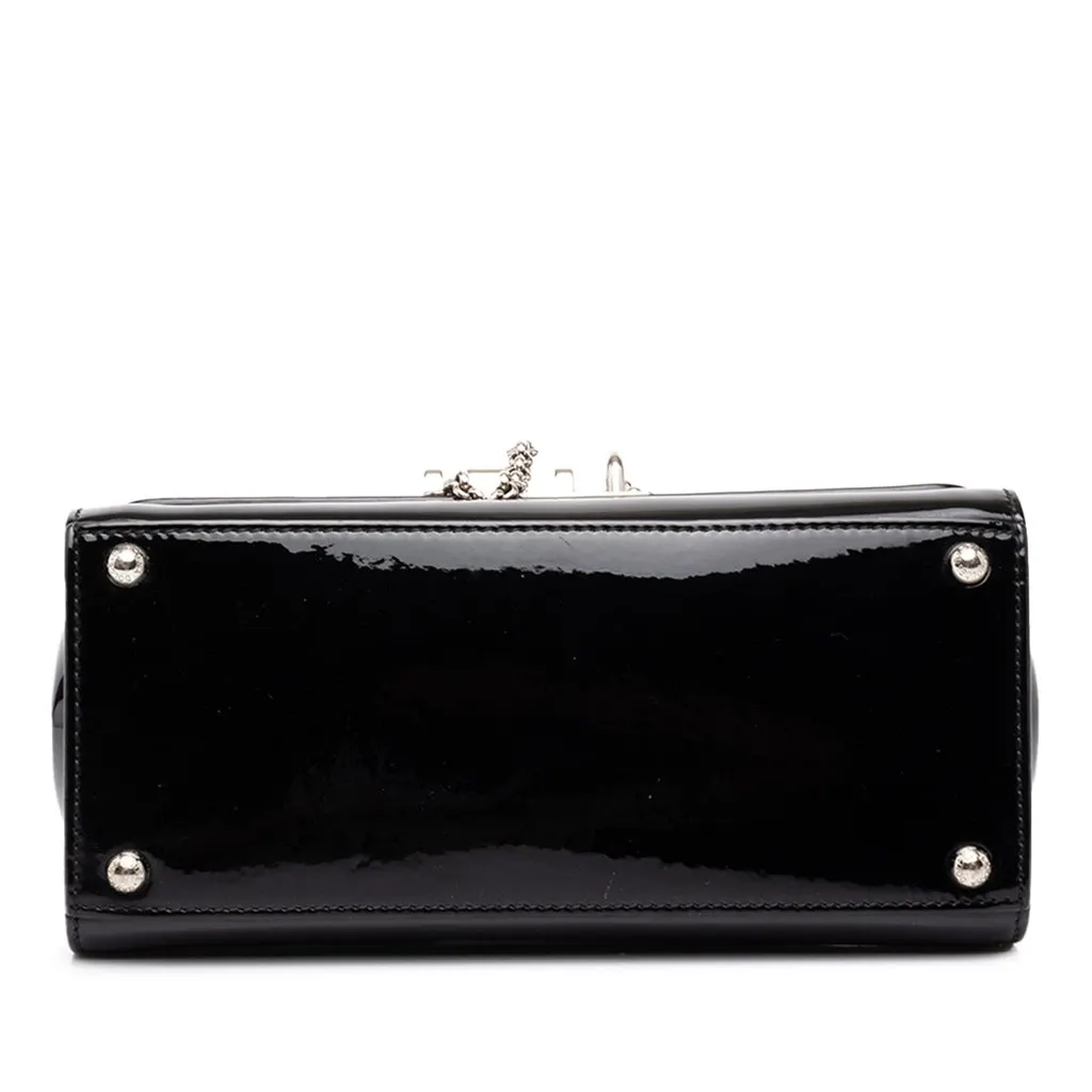 Dolce & Gabbana Small Patent Miss Monica Top Handle Black Leather Good - Inside View