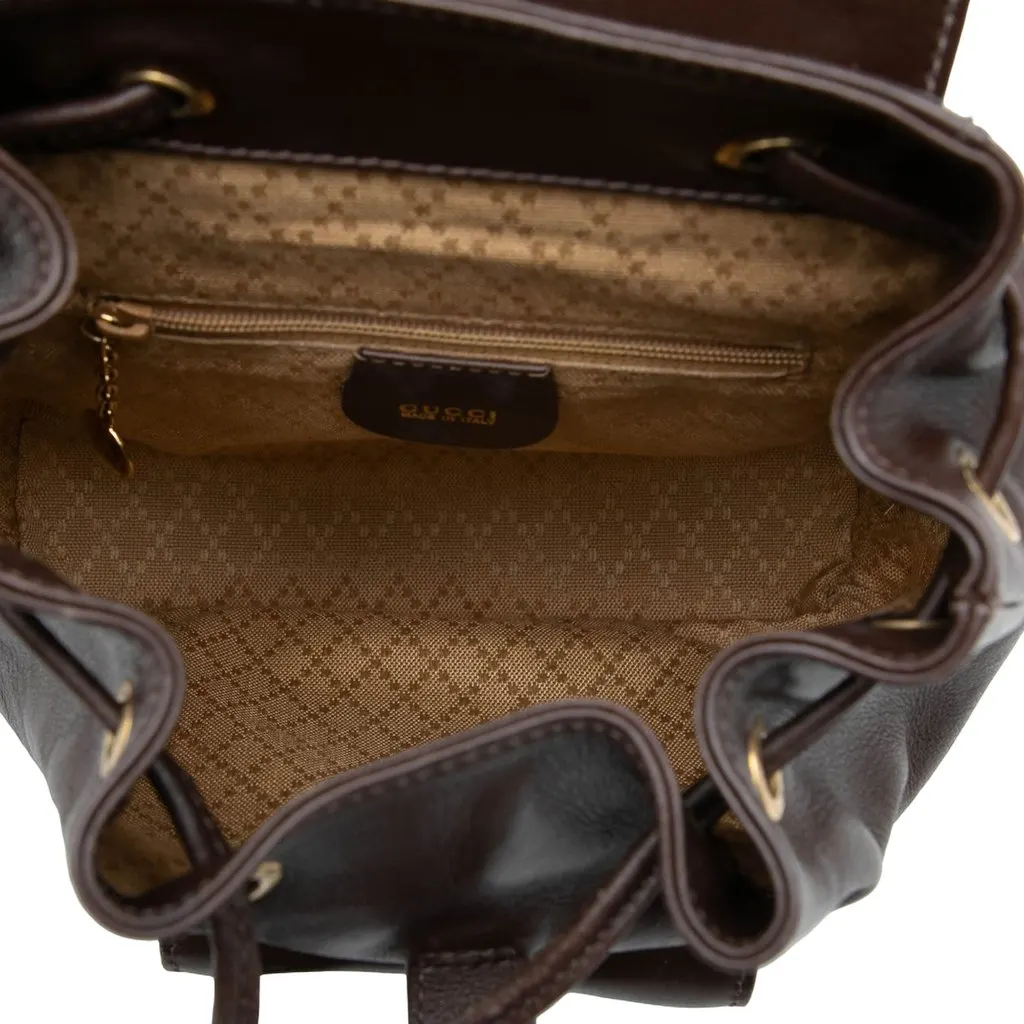 Gucci Mini Calfskin Bamboo Drawstring Backpack Brown Leather Very good - Model View