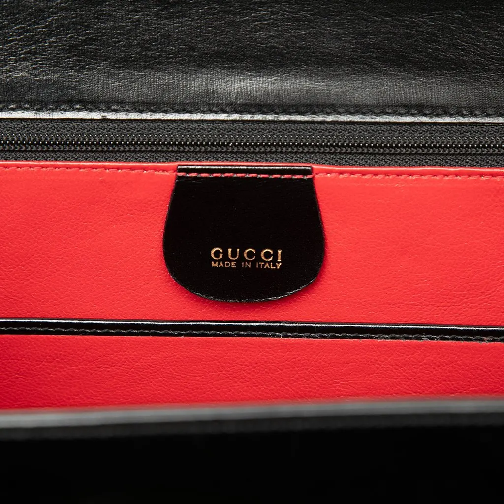 Gucci Calfskin Bamboo Night Black Leather Very good - Box View