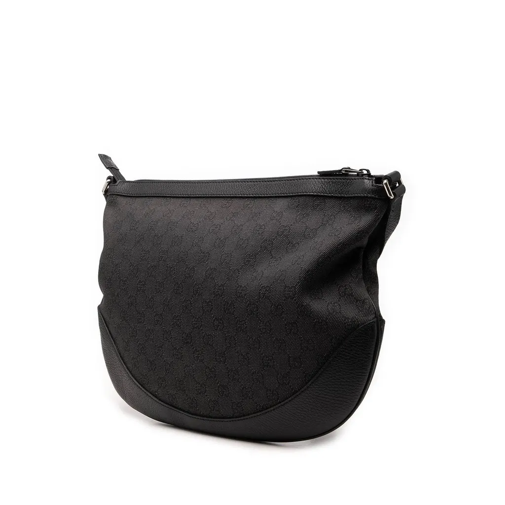 Gucci Large GG Denim Half Moon Crossbody Black Very good - Back View