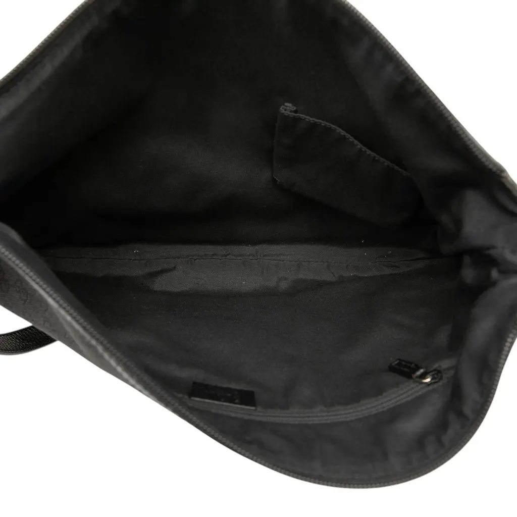 Gucci Large GG Denim Half Moon Crossbody Black Very good - Model View