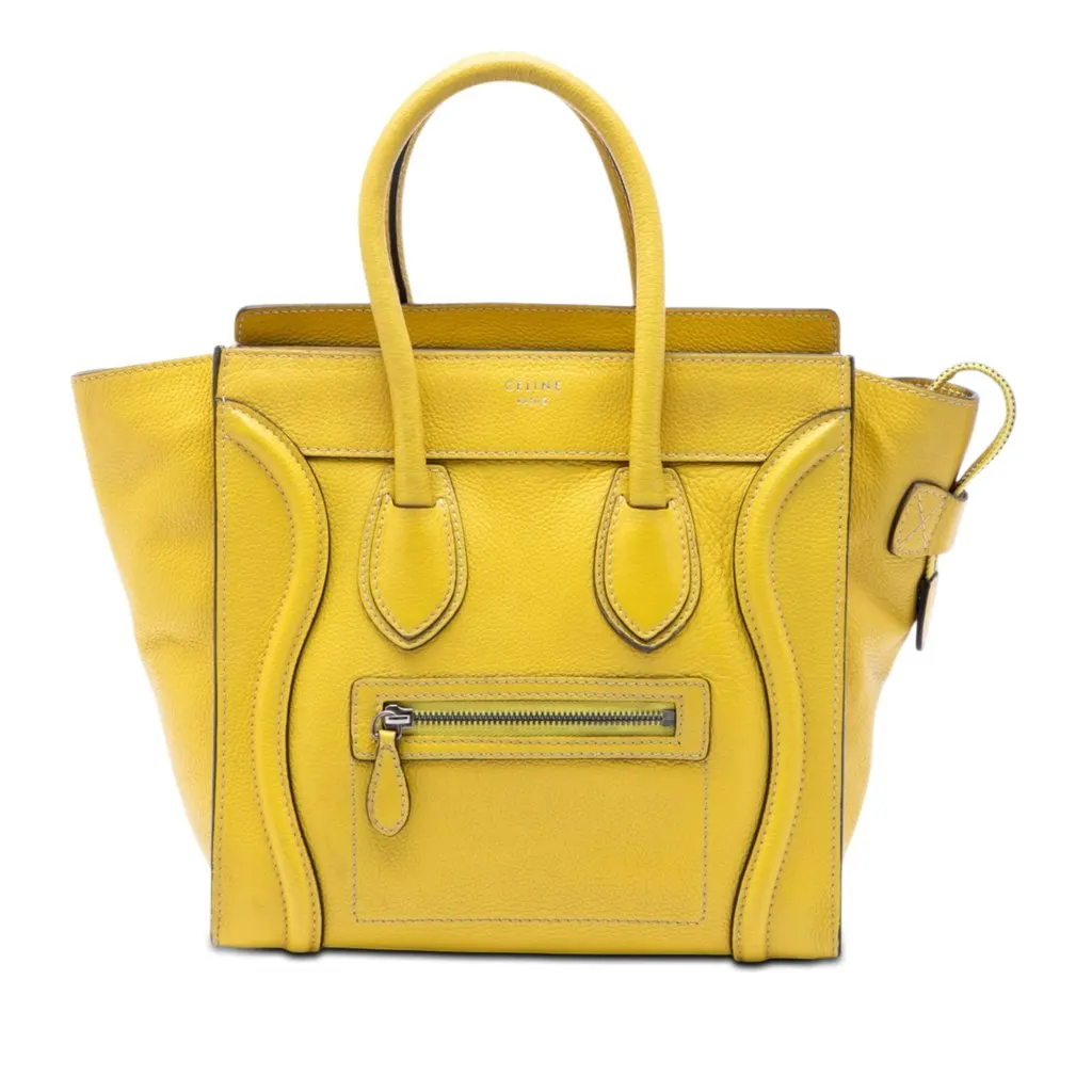 Celine Micro Leather Luggage Tote Yellow Leather Very good - Front View