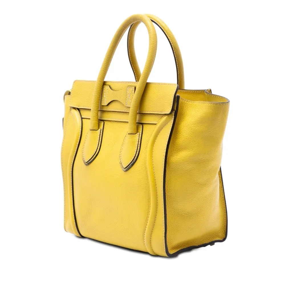 Celine Micro Leather Luggage Tote Yellow Leather Very good - Back View