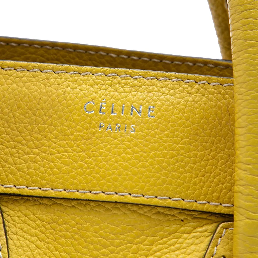 Celine Micro Leather Luggage Tote Yellow Leather Very good - Box View