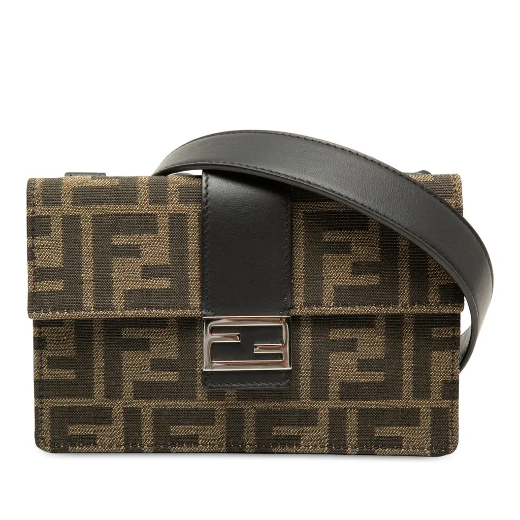 Fendi Zucca Canvas Convertible Baguette Pouch Brown Very good - Front View