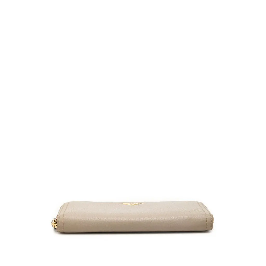 Prada VItello Daino Zip Around Wallet Beige Leather Good - Inside View